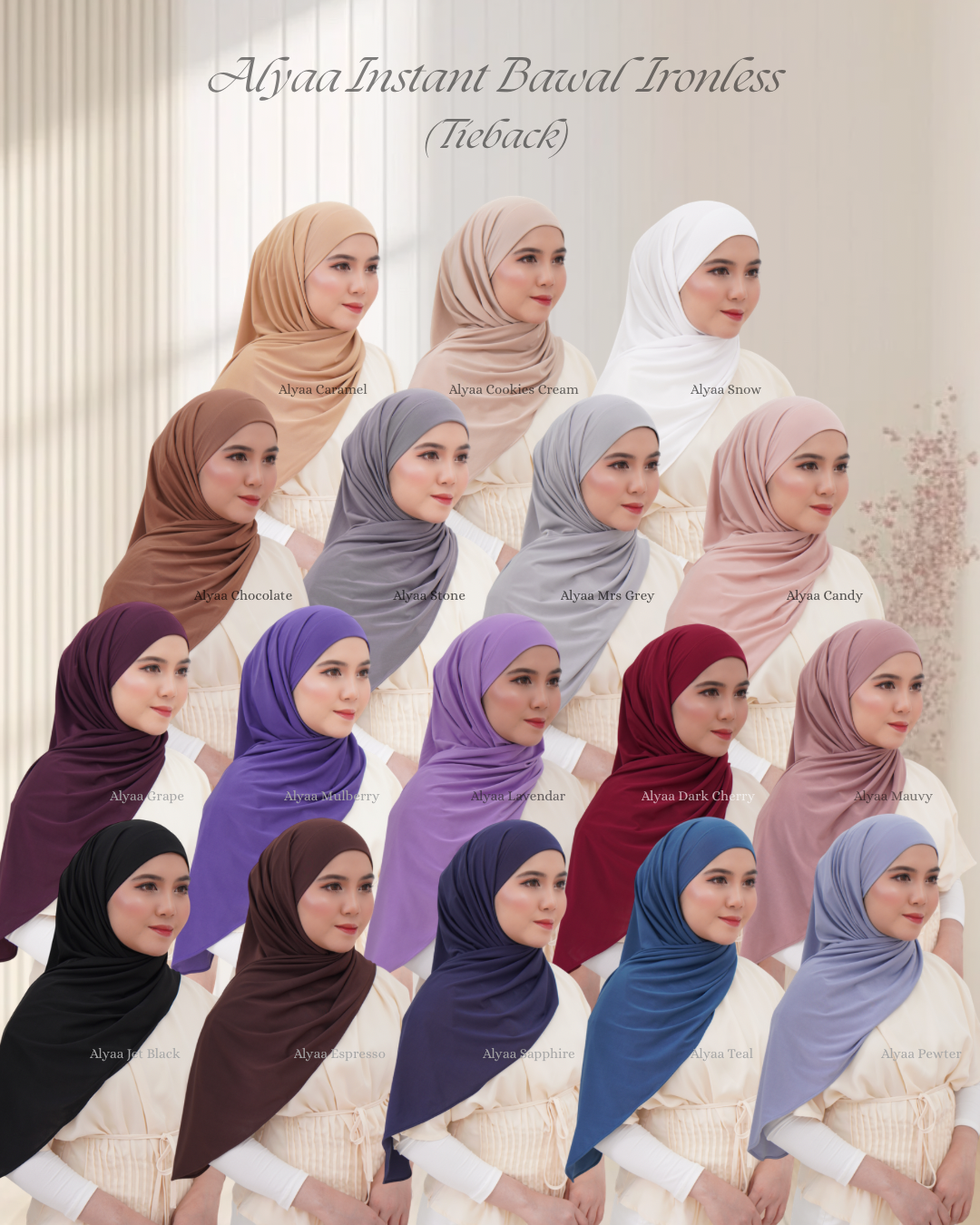Alyaa Instant Bawal Tieback Ironless (Tidak Melekat) Sport Friendly