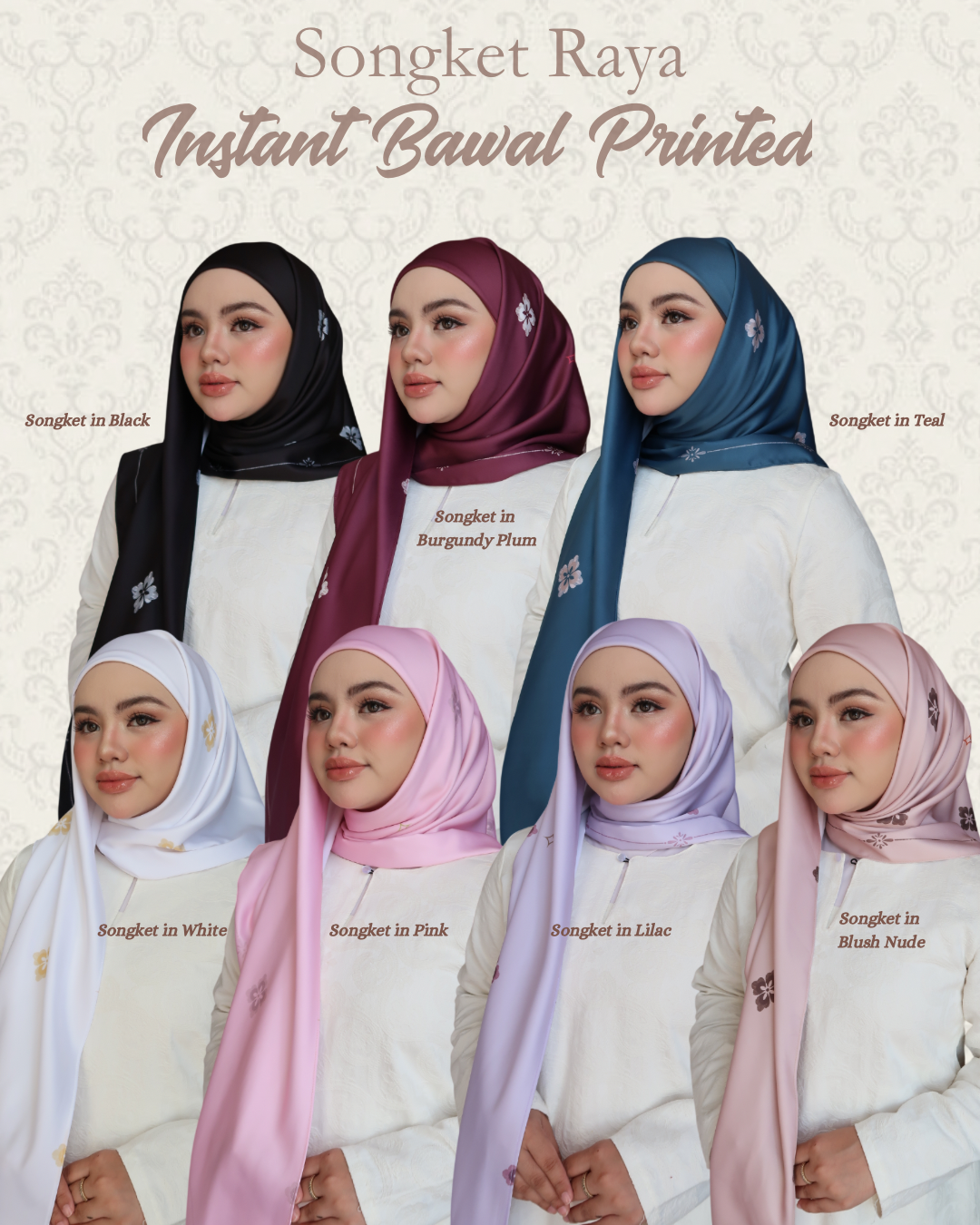 Raya Instant Bawal Printed Satin Matte