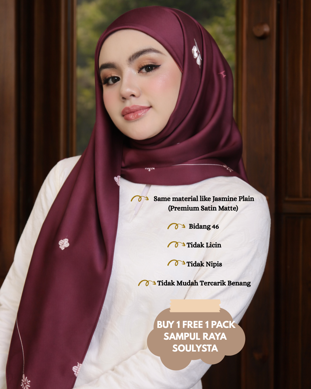 Raya Instant Bawal Printed Satin Matte