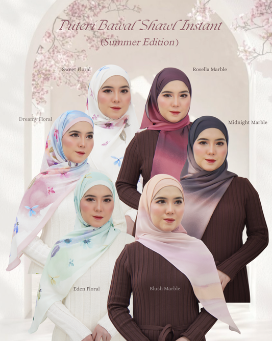 Puteri Bawal Shawl Instant Chiffon Printed