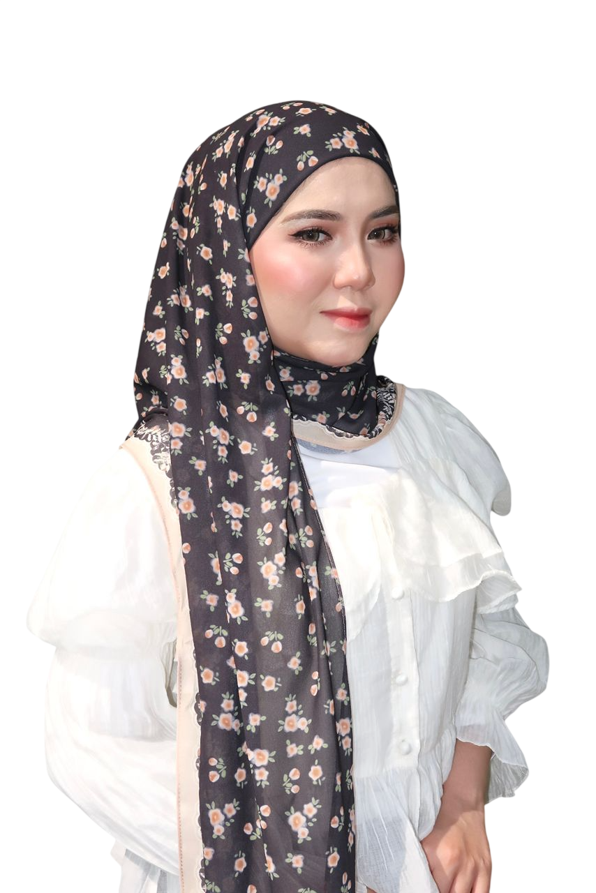 Alyaa Instant Bawal Printed Polka x Bloom