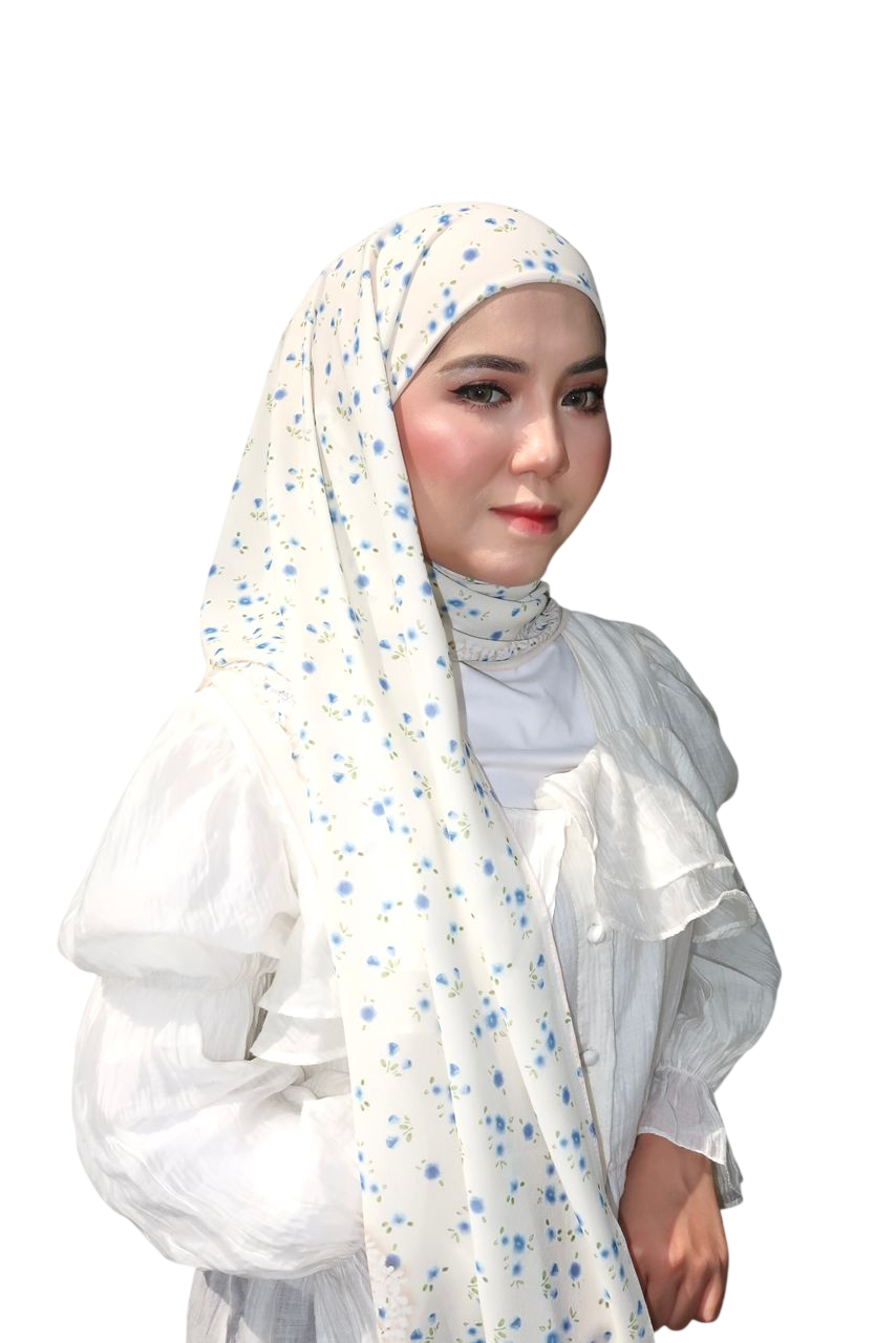 Alyaa Instant Bawal Printed Polka x Bloom