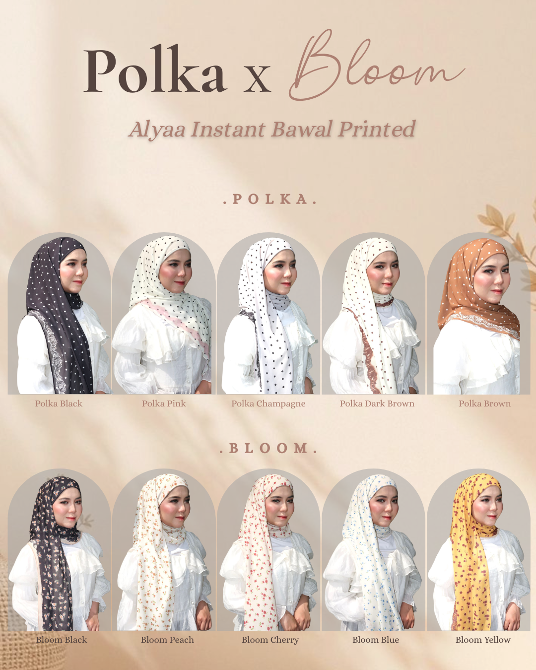Alyaa Instant Bawal Printed Polka x Bloom