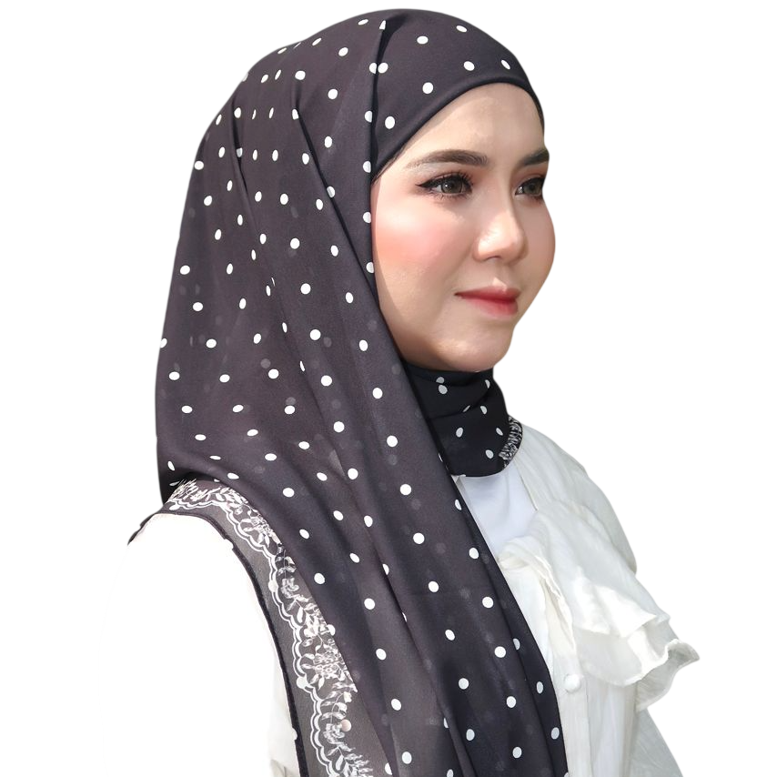 Alyaa Instant Bawal Printed Polka x Bloom