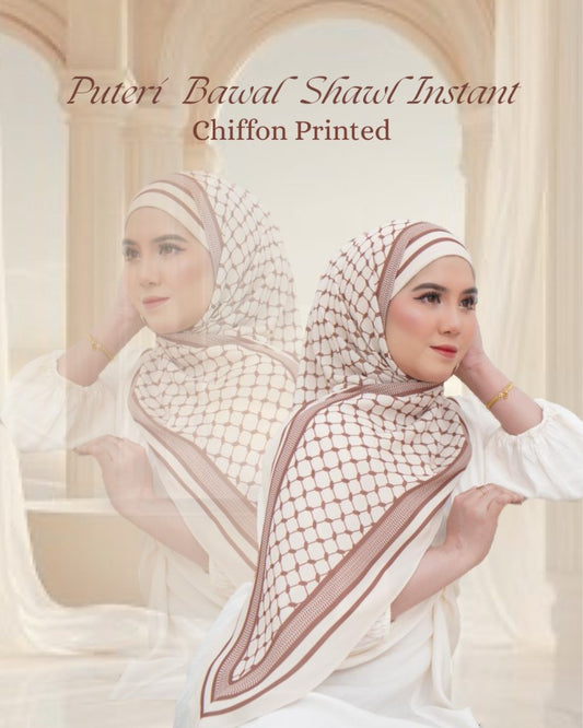 Puteri Bawal Shawl Instant Chiffon Printed